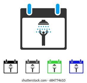 Man Shower Calendar Day flat vector pictograph. Colored man shower calendar day gray, black, blue, green icon versions. Flat icon style for web design.
