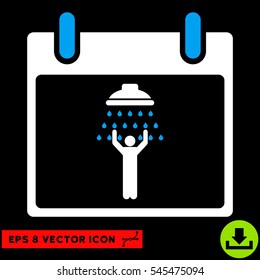 Man Shower Calendar Day icon. Vector EPS illustration style is flat iconic bicolor symbol, blue and white colors.