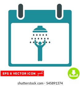 Man Shower Calendar Day icon. Vector EPS illustration style is flat iconic bicolor symbol, soft blue colors.