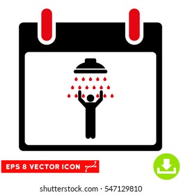 Man Shower Calendar Day icon. Vector EPS illustration style is flat iconic bicolor symbol, intensive red and black colors.