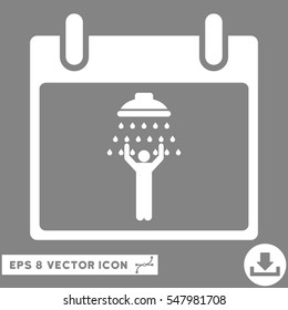 Man Shower Calendar Day icon. Vector EPS illustration style is flat iconic symbol, white color.