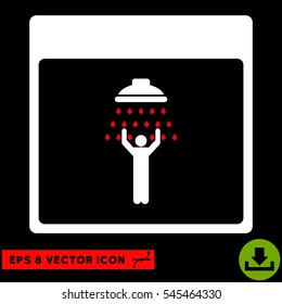 Man Shower Calendar Page icon. Vector EPS illustration style is flat iconic bicolor symbol, red and white colors.