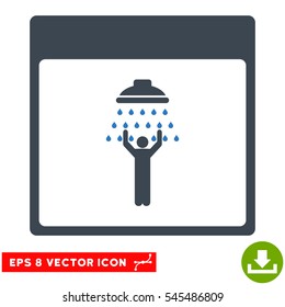 Man Shower Calendar Page icon. Vector EPS illustration style is flat iconic bicolor symbol, smooth blue colors.