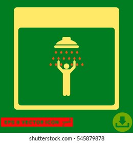 Man Shower Calendar Page icon. Vector EPS illustration style is flat iconic bicolor symbol, orange and yellow colors.