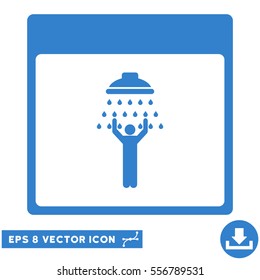 Man Shower Calendar Page icon. Vector EPS illustration style is flat iconic symbol, cobalt color.