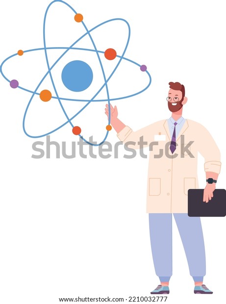 Man Showing Atomic Model Scientific Education Stock Vector (Royalty ...