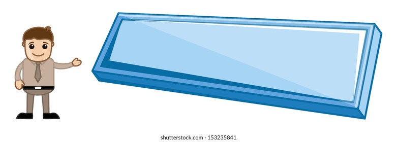 Man Showing Big Board - Business Cartoons Vectors
