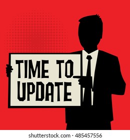 Man showing board, business concept with text Time to Update, vector illustration