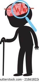 Ein Mann, der das Gehirn in der Illustration zeigt