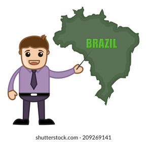 Man Showing Brazil Map Vector