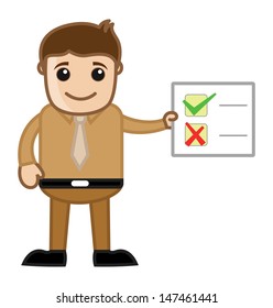 Man Showing Checklist - Business Cartoon Character Vector