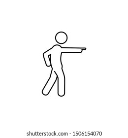 Man showing, finger icon. Element of man pointing finger thin line icon