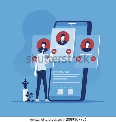 Man showing friend request on mobile, Connect with people on smart phone, Social network friendship, add friends on social media concept