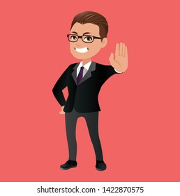 A man showing the gesture no or stop