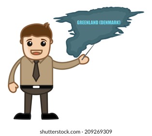 Man Showing Greenland Map Vector