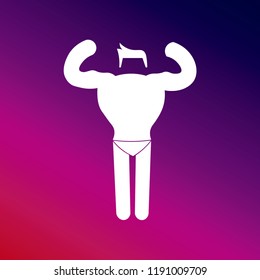 Man showing his muscles icon vector illustrator creative design purple and pink gradient background