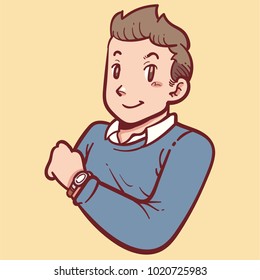 man showing his watch