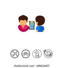 Man showing map on handkerchief icon