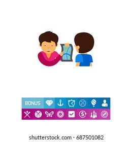 Man showing map on handkerchief icon