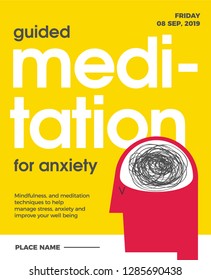 Man showing mental health issues. Anxiety, depression and mindfulness awareness concept. Guided meditation Template for ads/flyer/poster/social media/blog