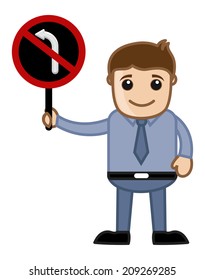 Man Showing - No Turn Sign Vector