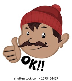 Man is showing ok with hand gesture, illustration, vector on white background.