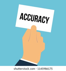 Man showing paper ACCURACY text. Vector Illustration