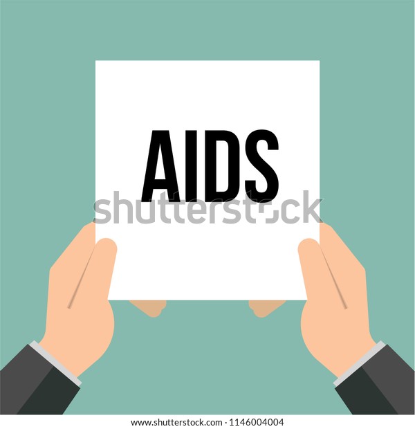 Man Showing Paper Aids Text Vector Stock Vector (Royalty Free) 1146004004