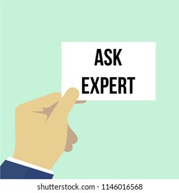 Man showing paper ASK EXPERT text. Vector Illustration