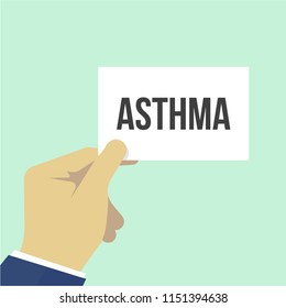 Man showing paper ASTHMA text. Vector Flat Illustration
