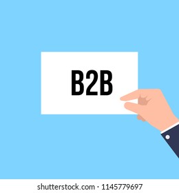 Man showing paper B2B text. Vector illustration