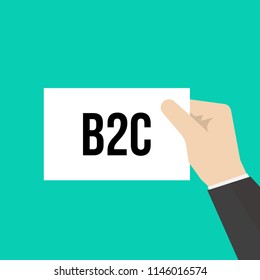 Man showing paper B2C text. Vector Illustration