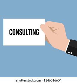 Man showing paper CONSULTING text. Vector Illustration