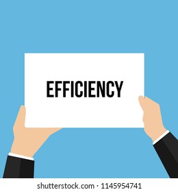Man showing paper EFFICIENCY text. Vector Illustration
