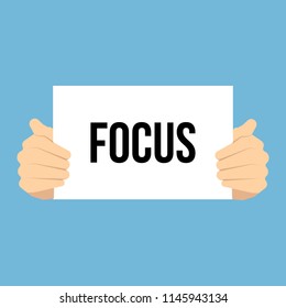 Man showing paper FOCUS text. Vector Illustration