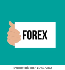 Man showing paper FOREX text. Vector illustration