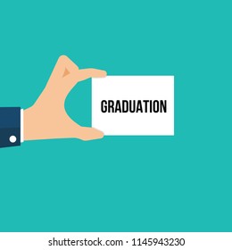 Man showing paper GRADUATION text. Vector Illustration