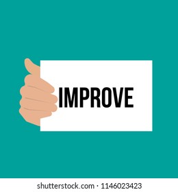 Man showing paper IMPROVE text. Vector Illustration