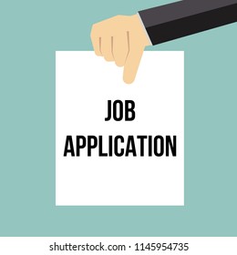 Man showing paper JOB APPLICATION text. Vector Illustration