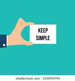 Man showing paper KEEP SIMPLE text. Vector Illustration
