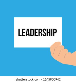 Man showing paper LEADERSHIP text. Vector Illustration