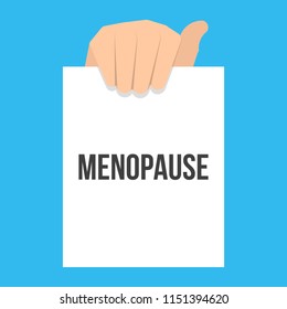 Man showing paper MENOPAUSE text. Vector Flat Illustration