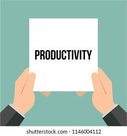 Man showing paper PRODUCTIVITY text. Vector Illustration