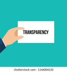 Man showing paper TRANSPARENCY text. Vector Illustration