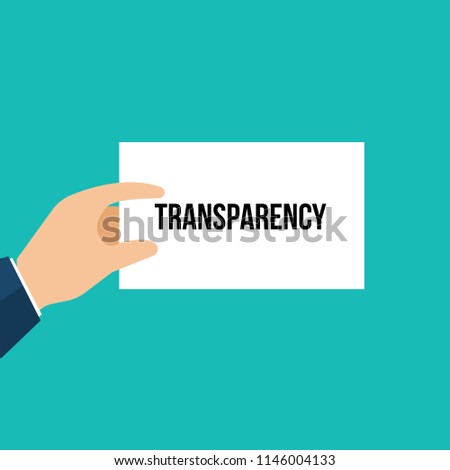 Man showing paper TRANSPARENCY text. Vector Illustration