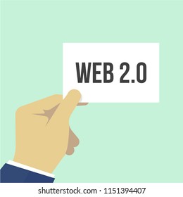 Man showing paper WEB 20 text. Vector Flat Illustration