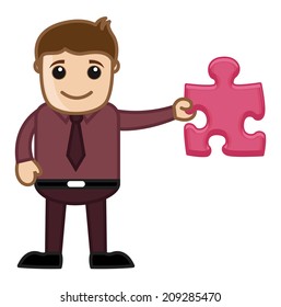 Man Showing Piece of Jigsaw Puzzle