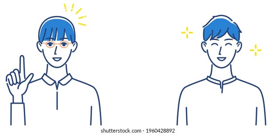 man showing points with index finger and Smiley person