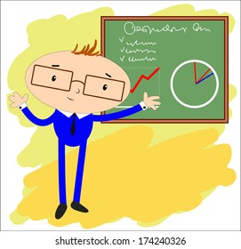 Man, showing a presentation on the Board