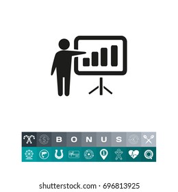 Man showing presentation simple icon